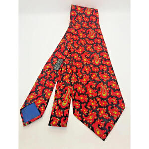 Vintage Men's Necktie Bill Blass Red Black Paisley Silk Italian Tie 60" 4.5"